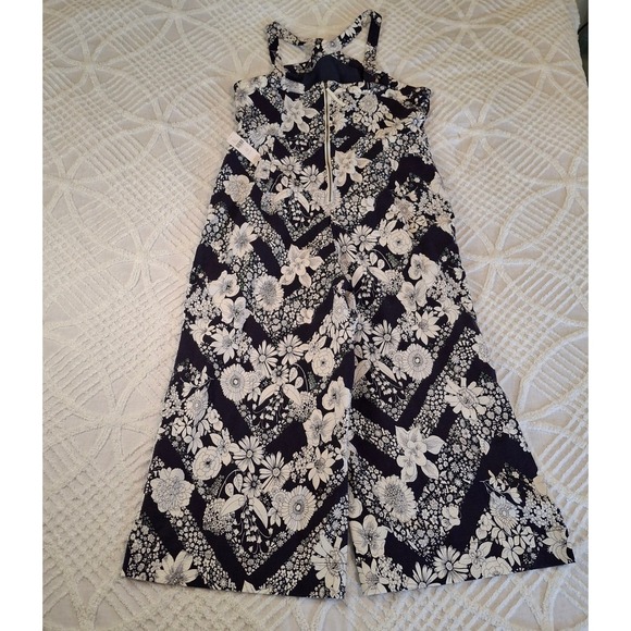 Anthropologie Maeve Blue White Floral Halter Wide Leg Jumpsuit 14 Petite NWT - Picture 10 of 13